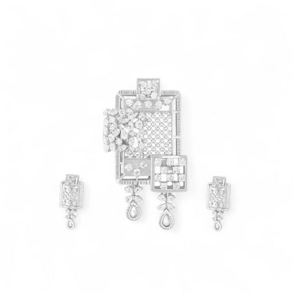 Statement Geometric Diamond Pendant Set