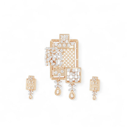 Statement Geometric Diamond Pendant Set