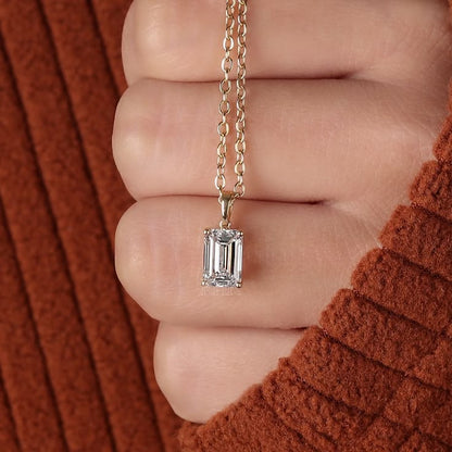 Emerald Cut Solitaire Diamond Pendant