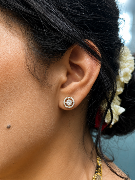Radiant Halo Diamond Stud Earrings