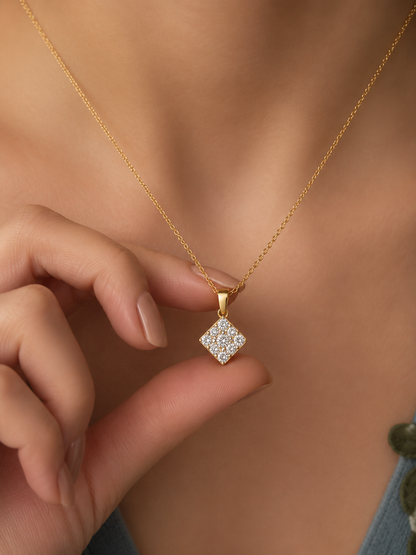 Square Cluster Diamond Pendant