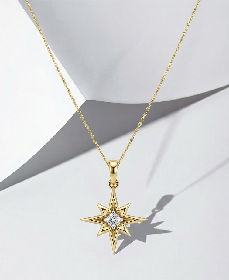 Wanderer's love forever Golden North Star Pendant