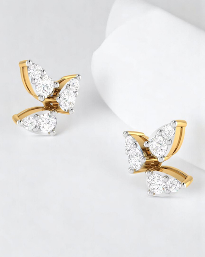 Triple Pear Leaflet Stud Earrings