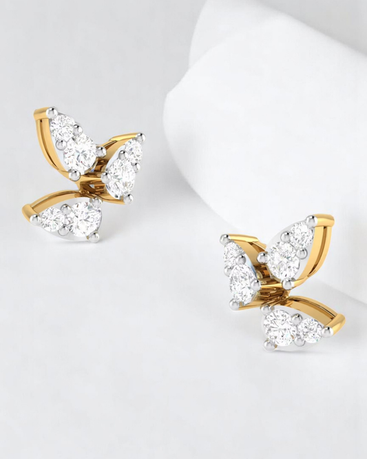 Triple Pear Leaflet Stud Earrings