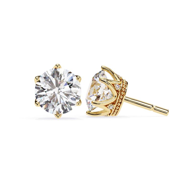 Classic Round Solitaire Stud Earrings