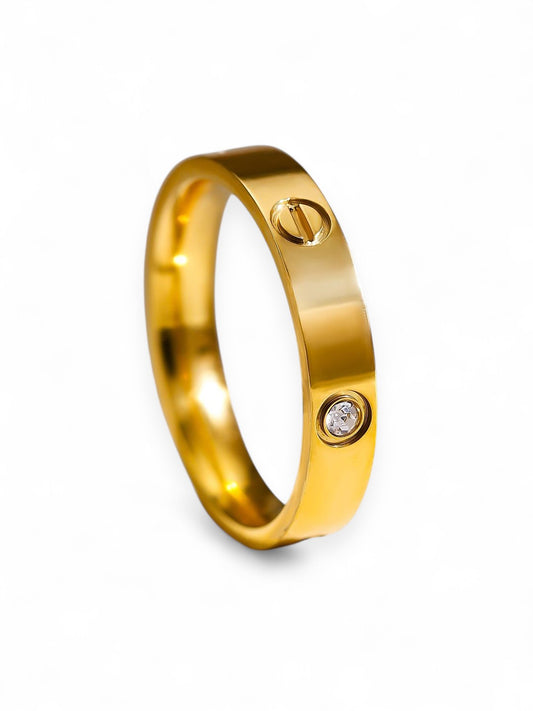 Screw Motif Diamond Band Ring