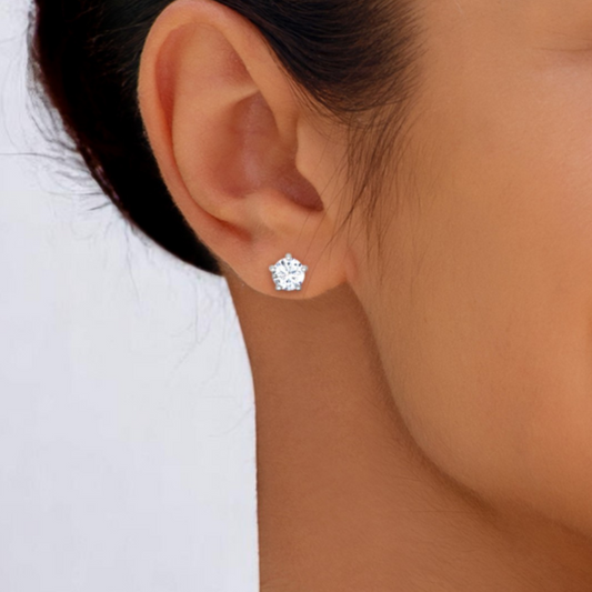 5 Prong Round Solitaire Stud Earrings