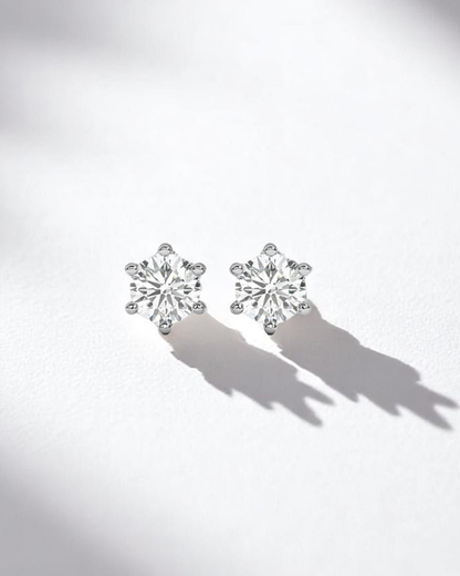 6 Prong Round Solitaire Stud Earrings