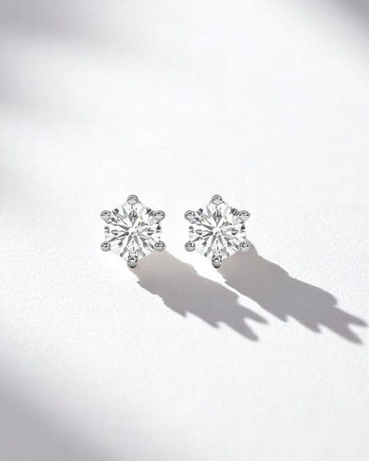 6 Prong Round Solitaire Stud Earrings