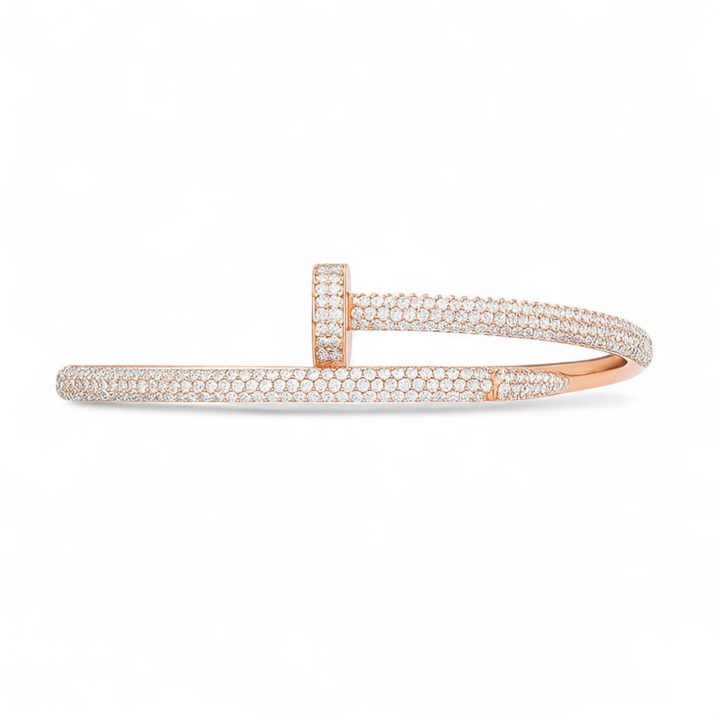 Slim Twin Row Diamond Elegance Bangle Bracelet