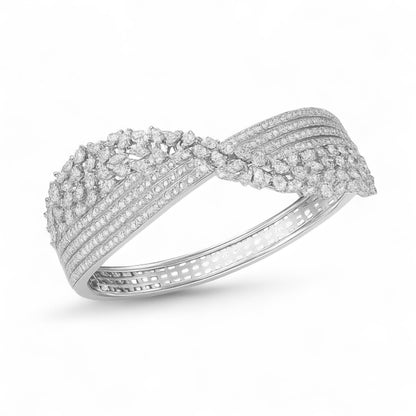 Elegant Crisscross Diamond Wave Bangle