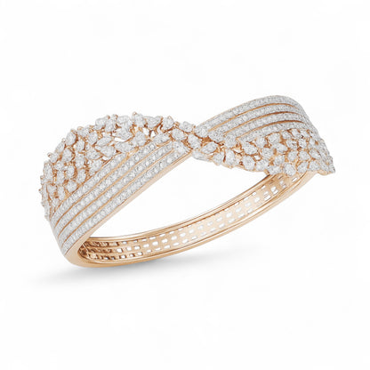 Elegant Crisscross Diamond Wave Bangle