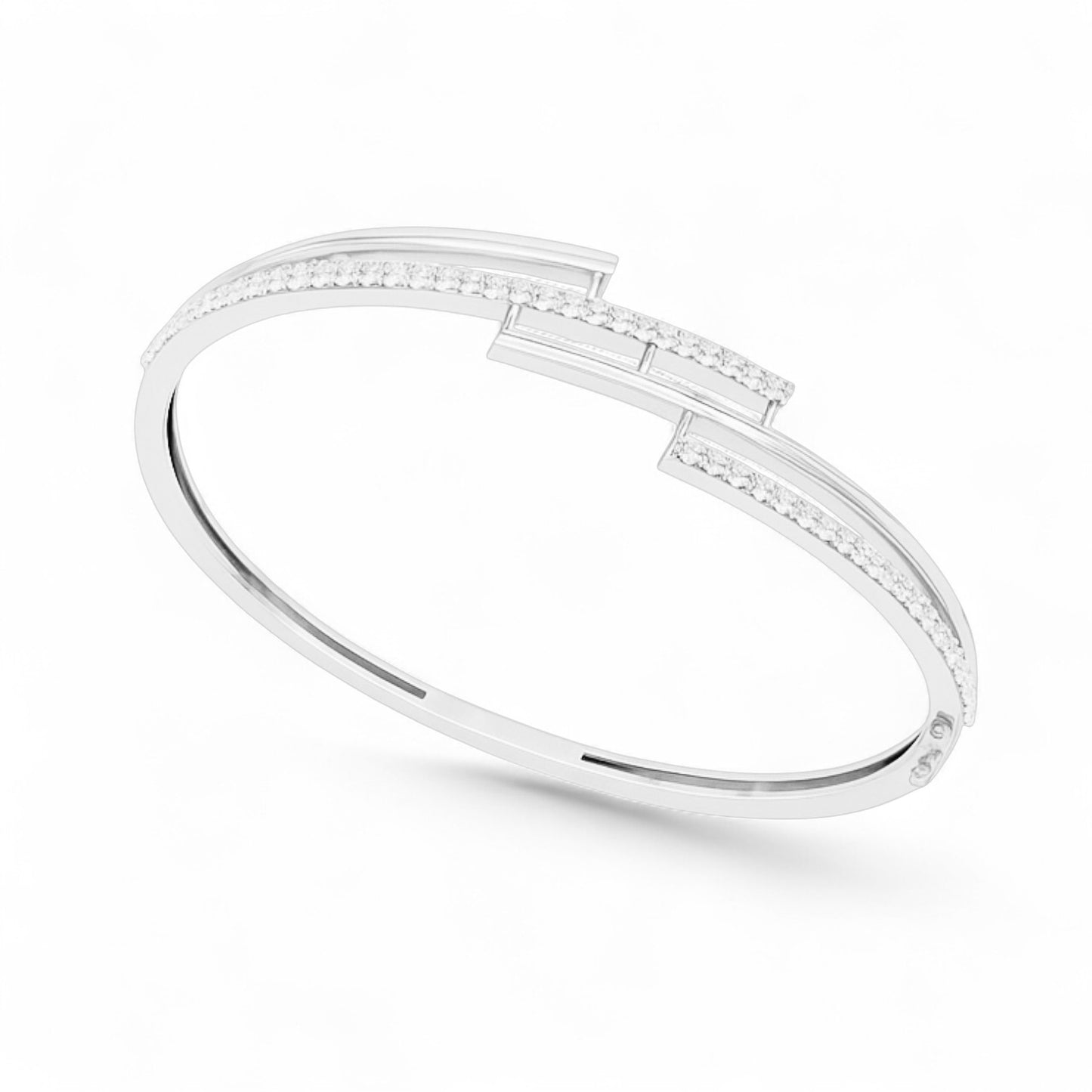 Contemporary Open Diamond Bangle Bracelet