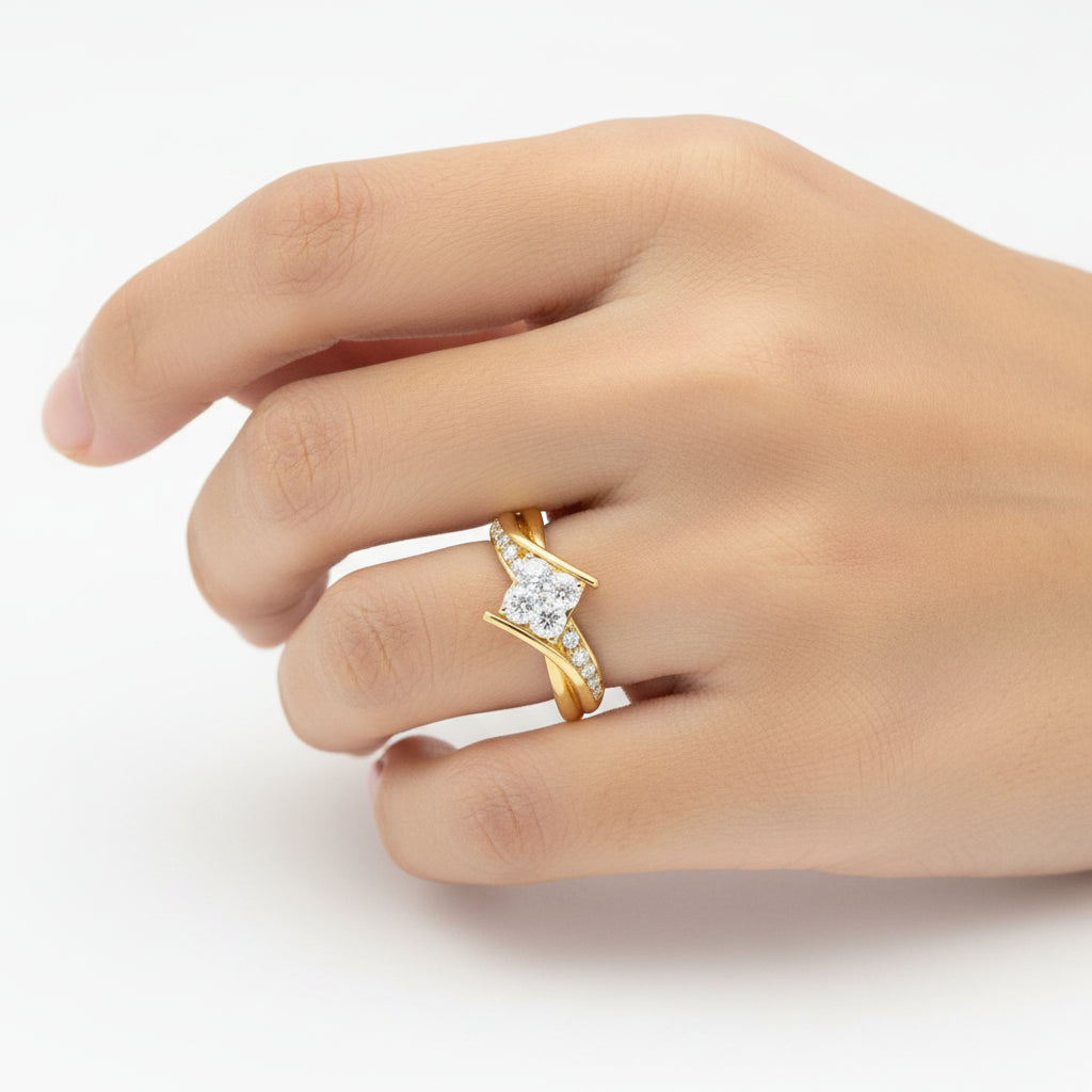 Twisted Duo Tone Diamond Ring