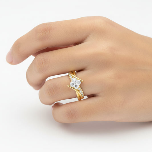 Twisted Duo Tone Diamond Ring