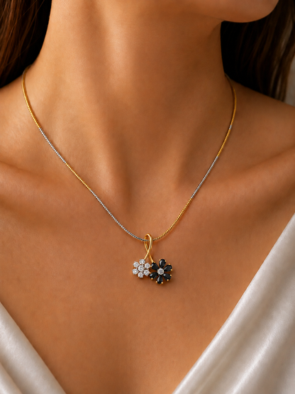 Gold Diamond Black Floral Mangalsutra