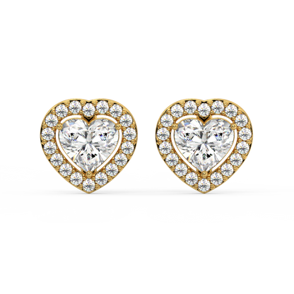 Heart Diamond Halo Stud Earrings