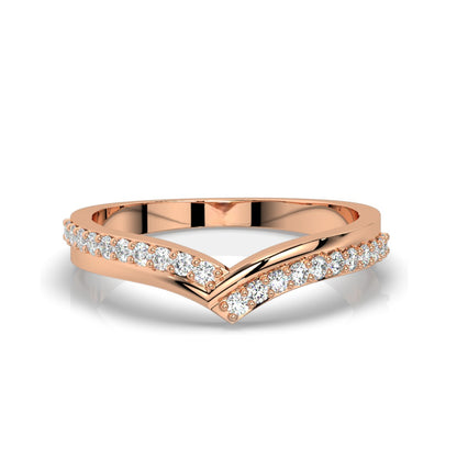 V Shaped Diamond Band Ring