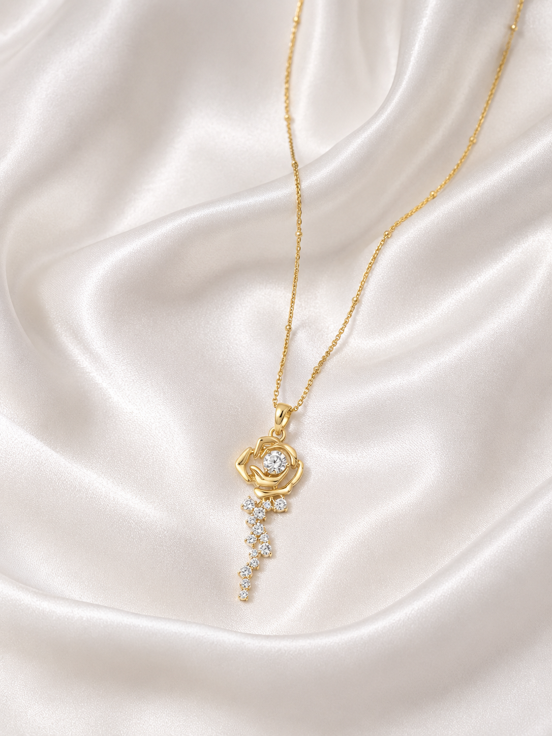 Forever Rose with Falling Petals Pendant