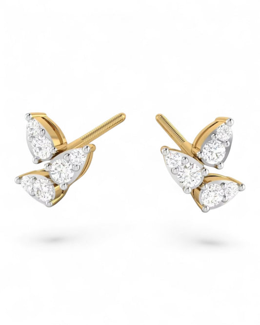 Triple Pear Leaflet Stud Earrings