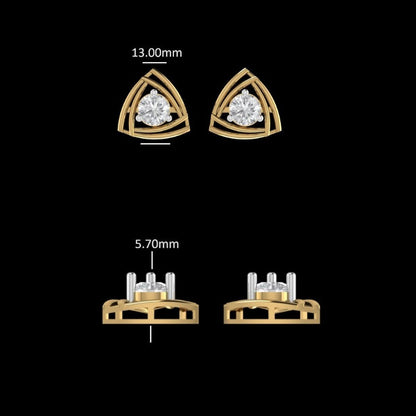 Trillion Style Round Diamond Stud Earrings