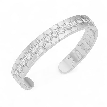 Luxury Honeycomb Pattern Diamond Cuff Bracelet