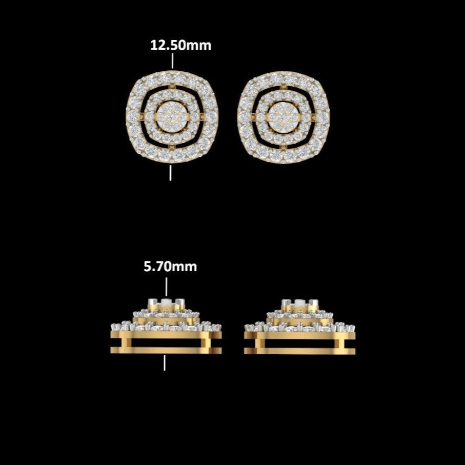 Cushion Double Halo Diamond Stud Earrings