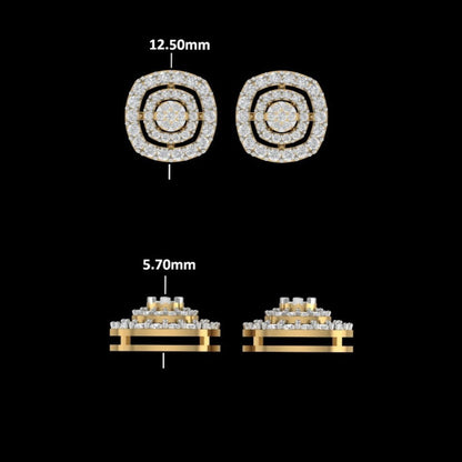 Cushion Double Halo Diamond Stud Earrings