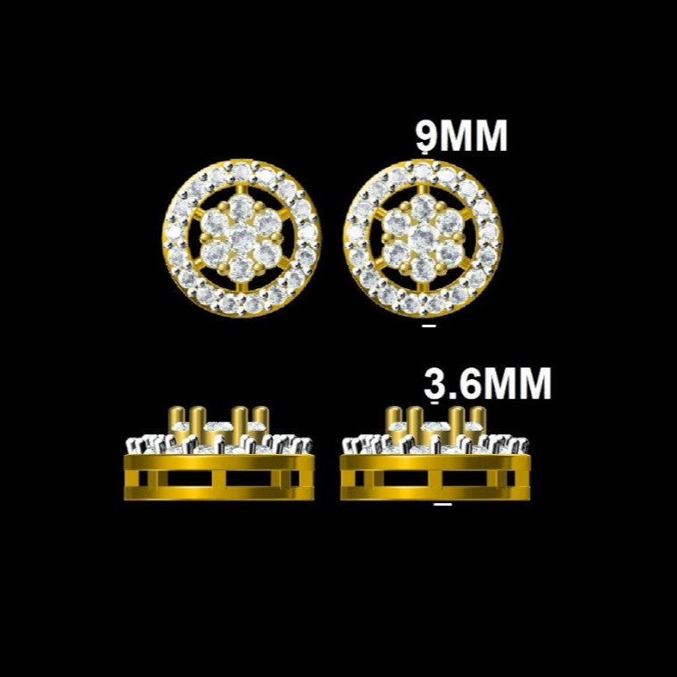 Floral Cluster Round Diamond Stud Earrings