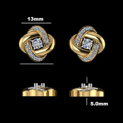 Knot Design Diamond Stud Earrings with Pave Accents