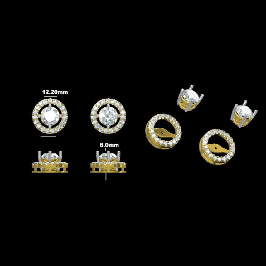 Round Halo Diamond Stud Earrings