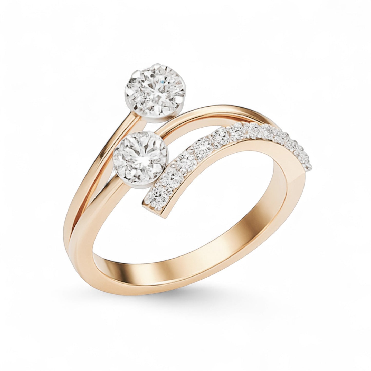 Twin Sparkle Curve Ring