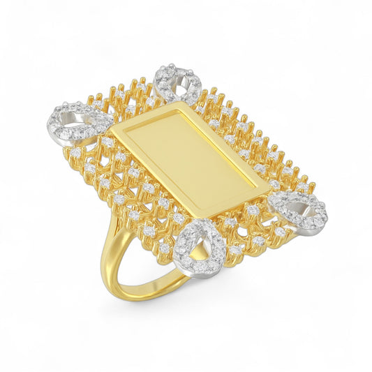 Royal Rectangular Diamond Halo Statement Ring