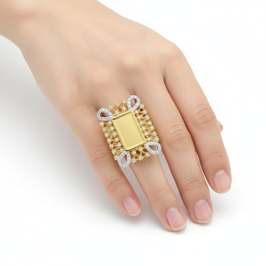 Royal Rectangular Diamond Halo Statement Ring