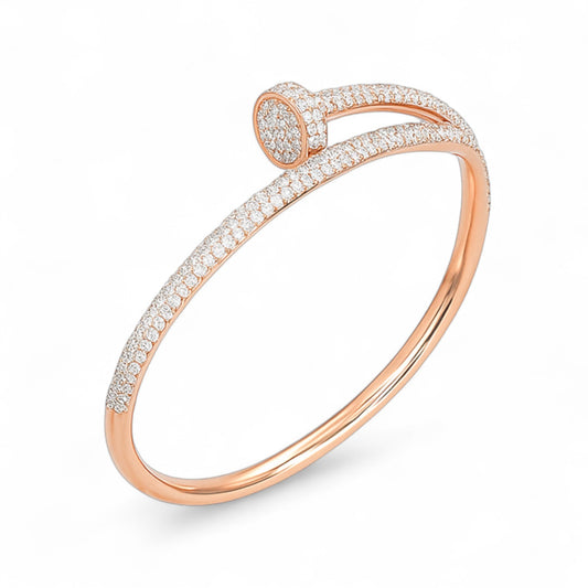 Slim Twin Row Diamond Elegance Bangle Bracelet