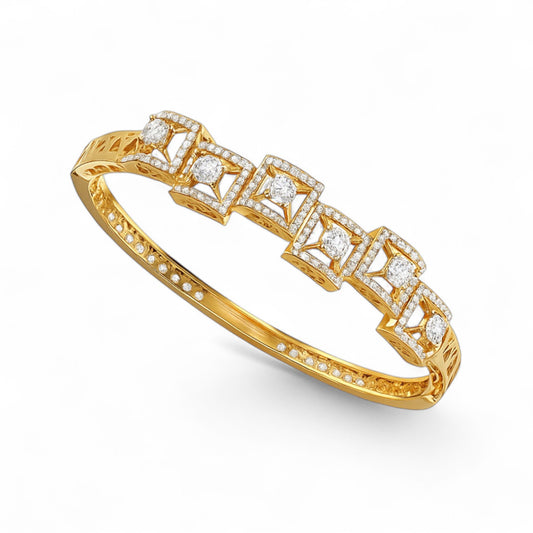 Geometric Square Frame Diamond Bangle