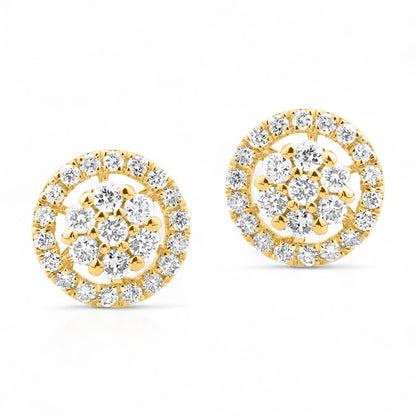 Floral Cluster Round Diamond Stud Earrings