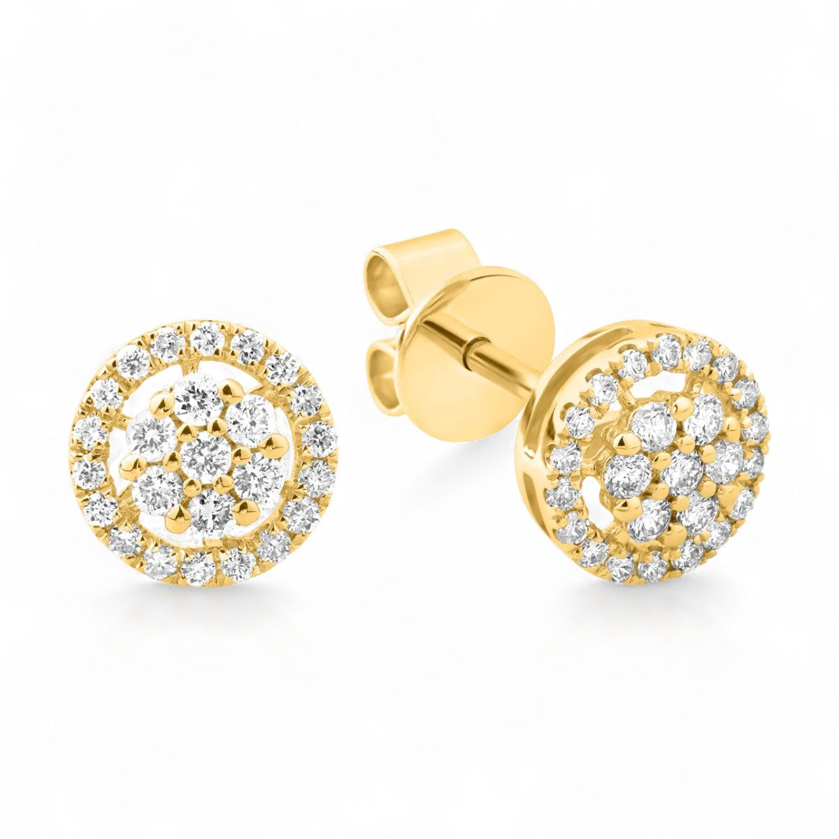 Floral Cluster Round Diamond Stud Earrings