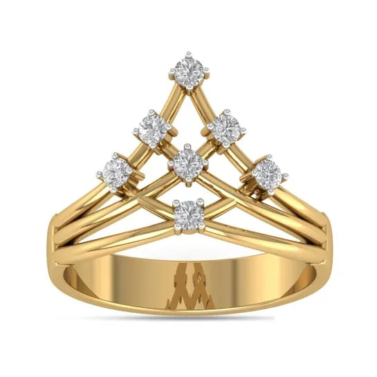 Minimalist Diamond V Shape Band Ring