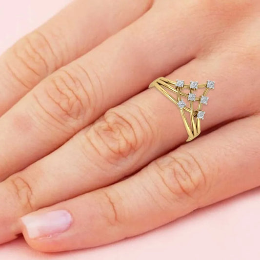 Minimalist Diamond V Shape Band Ring