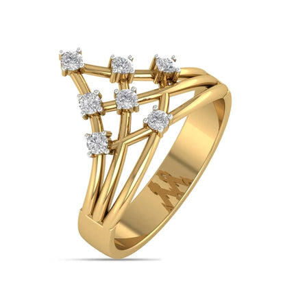 Minimalist Diamond V Shape Band Ring