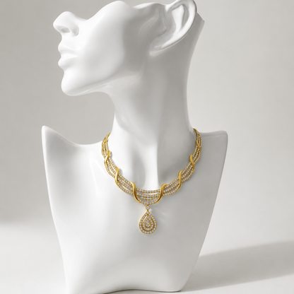 Luxury Gold Diamond Necklace Set