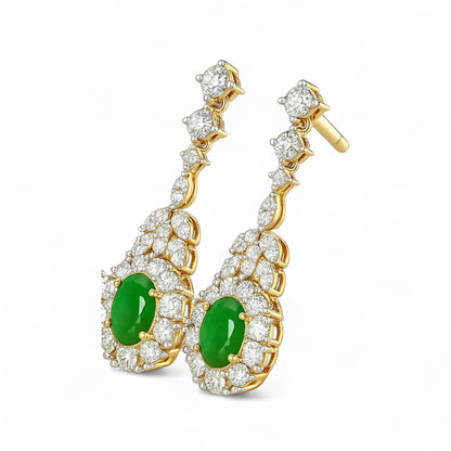 Long Diamond Earrings with Gemstone