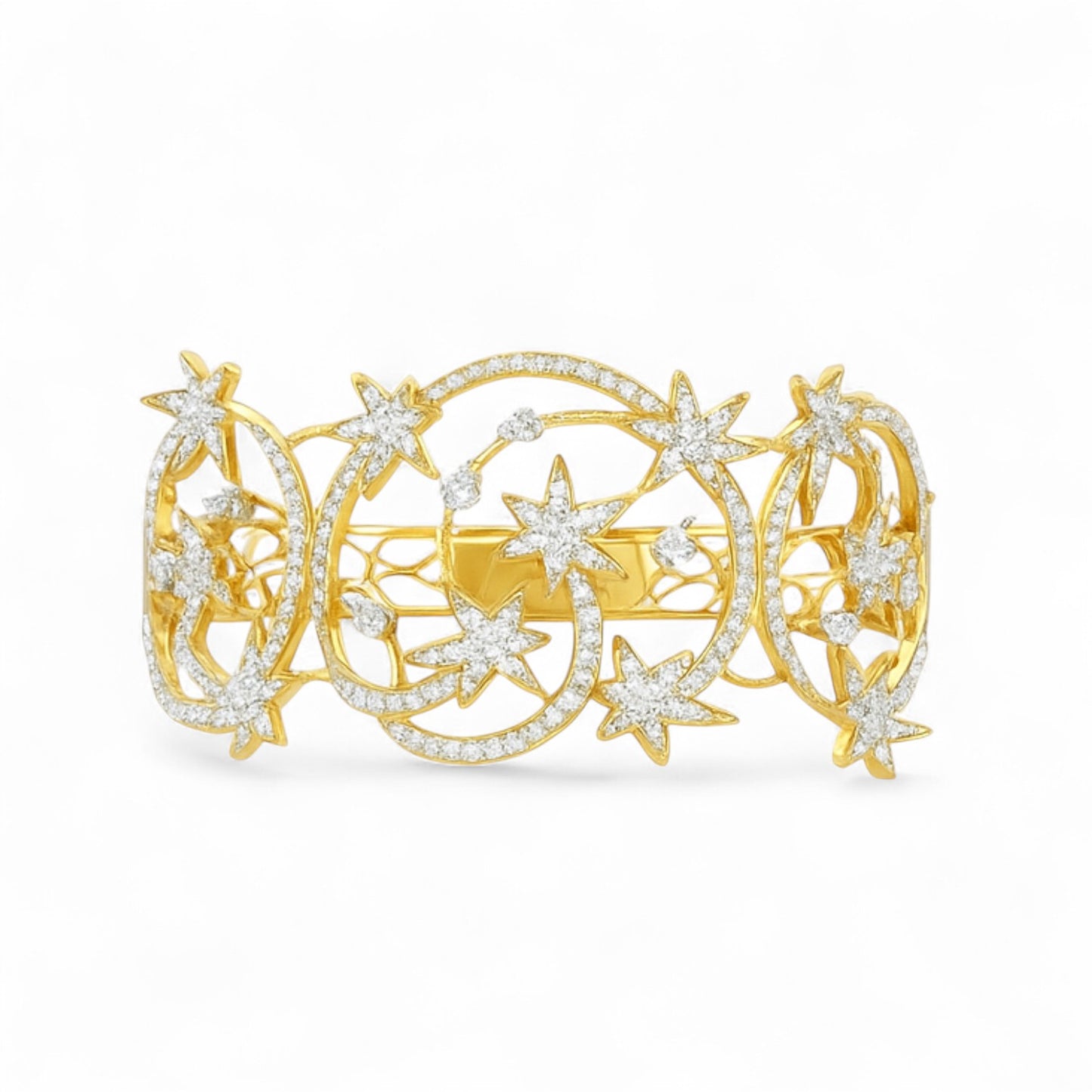 Celestial Star & Moon Diamond Bangle