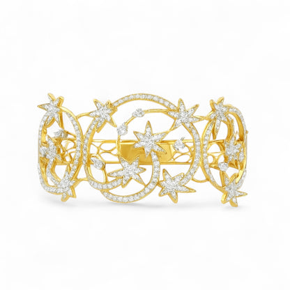 Celestial Star & Moon Diamond Bangle