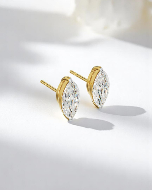 2 Prong Marquise Solitaire Stud Earrings