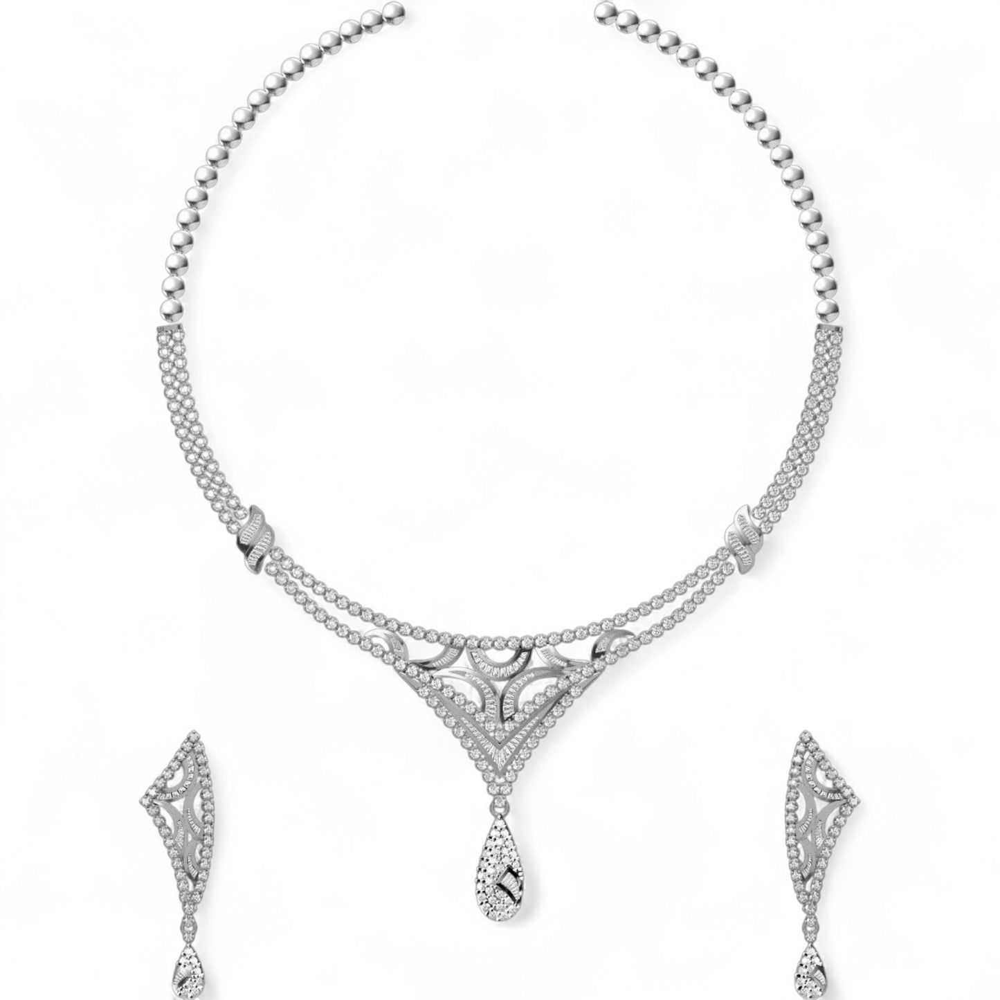 Teardrop Diamond Necklace with Earrings