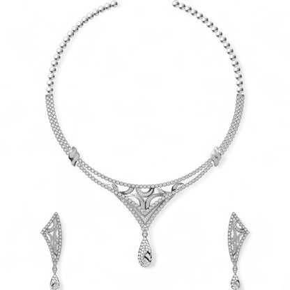 Teardrop Diamond Necklace with Earrings