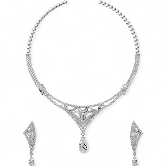 Teardrop Diamond Necklace with Earrings