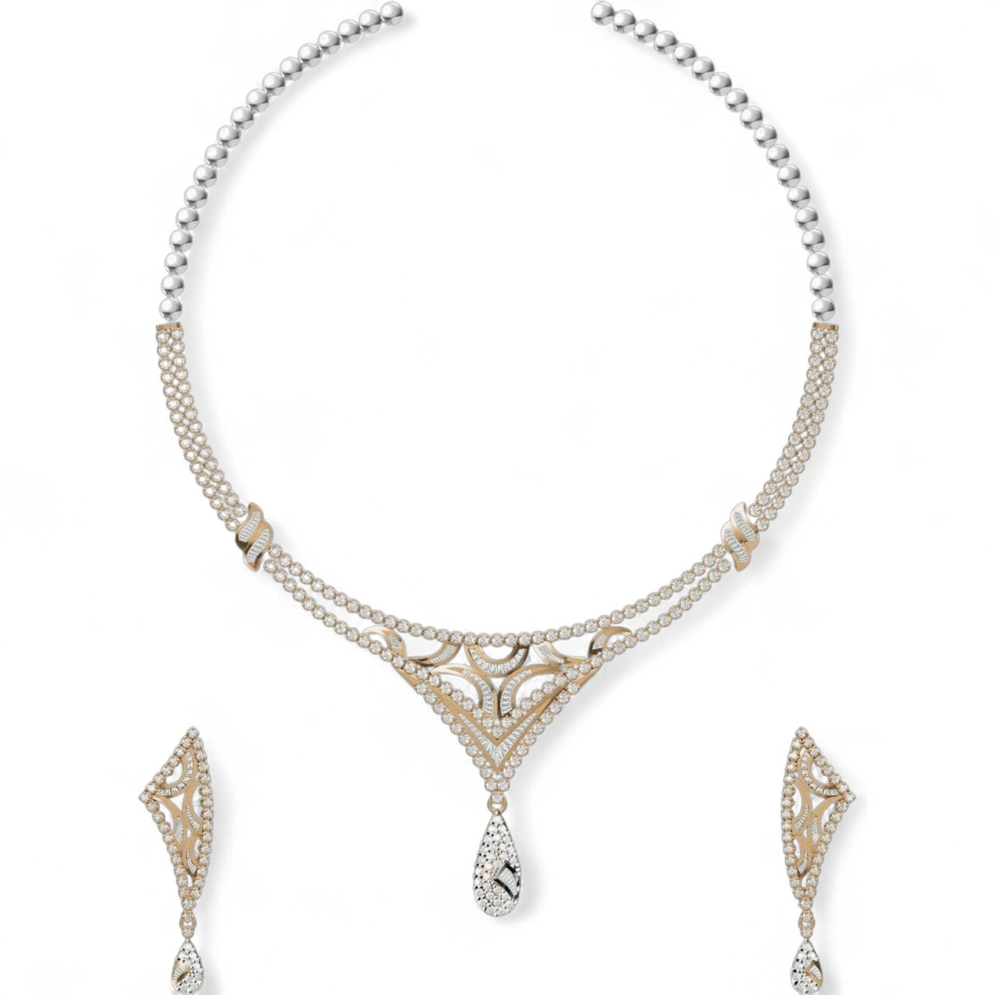 Teardrop Diamond Necklace with Earrings
